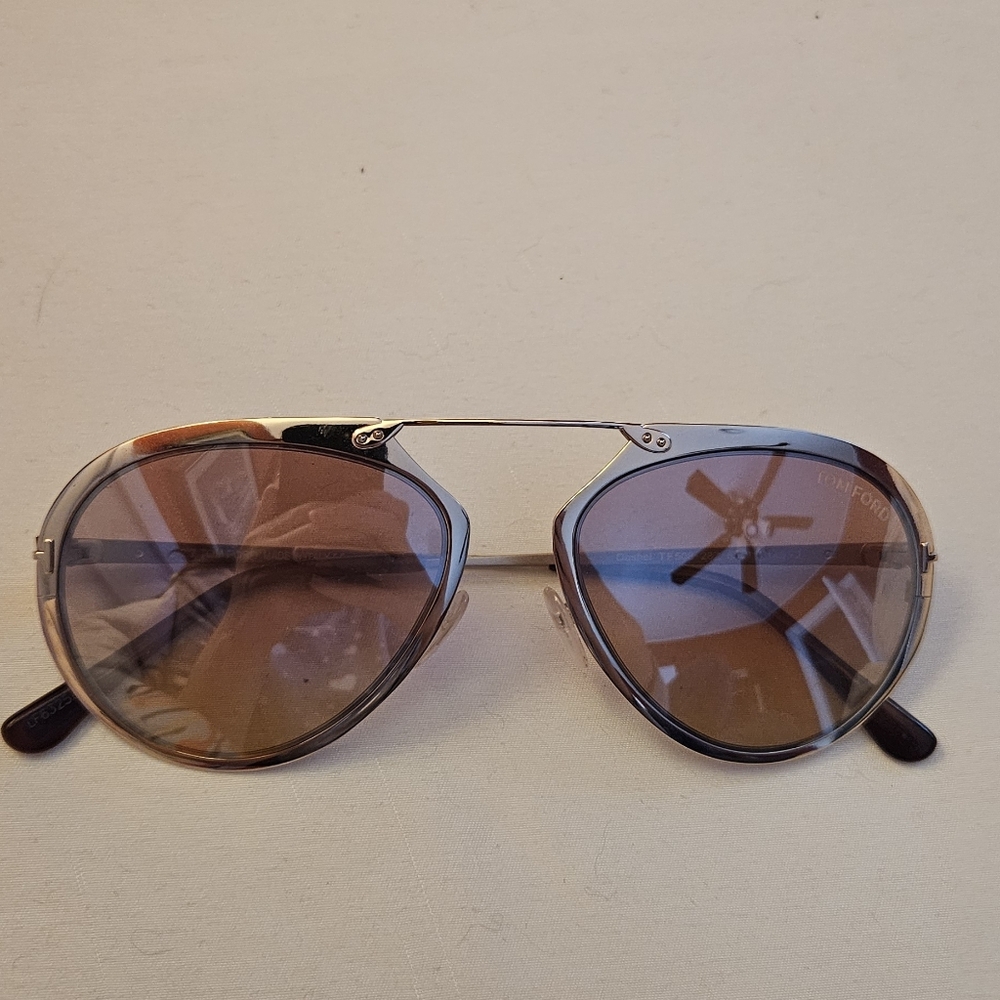 Tom Ford Gold and Brown Aviator Sunglasses